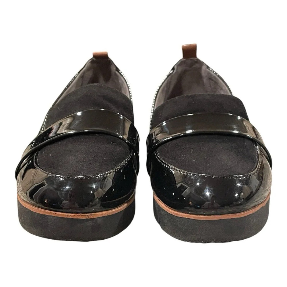 Dr. Scholls Womens 6.5M Webster Loafer Black Patent Microfiber Slip On Comfort